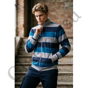 3363 Джемпер-толстовка для мужчин (2-х нитка, полоска)